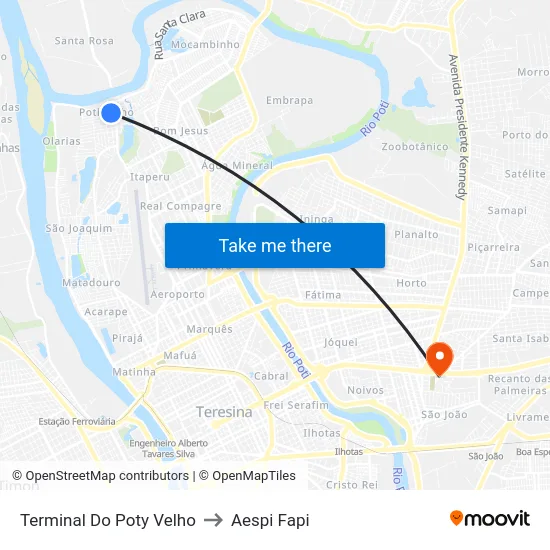 Terminal Do Poty Velho to Aespi Fapi map