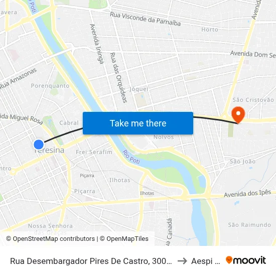 Rua Desembargador Pires De Castro, 300 | Udi 24 Horas to Aespi Fapi map