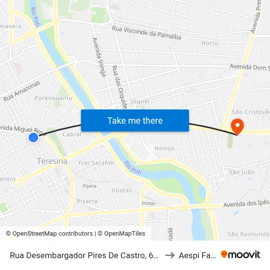 Rua Desembargador Pires De Castro, 698 to Aespi Fapi map