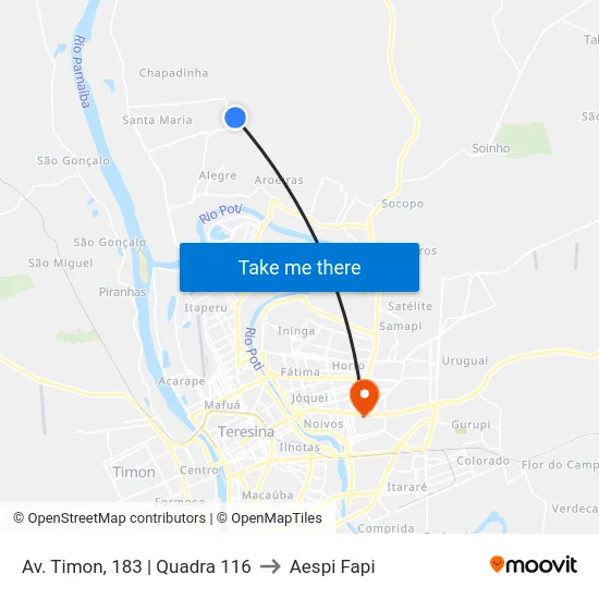 Av. Timon, 183 | Quadra 116 to Aespi Fapi map