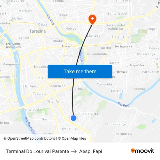 Terminal Do Lourival Parente to Aespi Fapi map