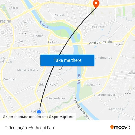T Redenção to Aespi Fapi map