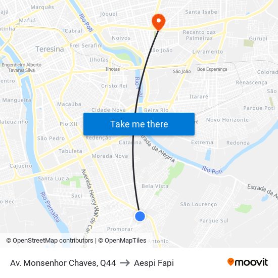 Av. Monsenhor Chaves, Q44 to Aespi Fapi map