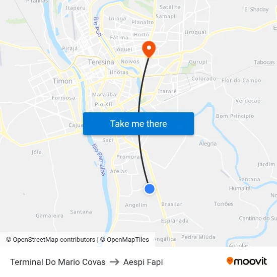 Terminal Do Mario Covas to Aespi Fapi map