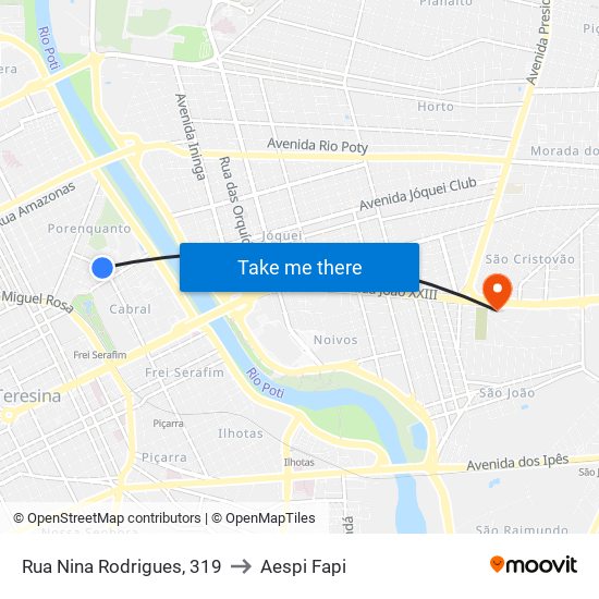 Rua Nina Rodrigues, 319 to Aespi Fapi map