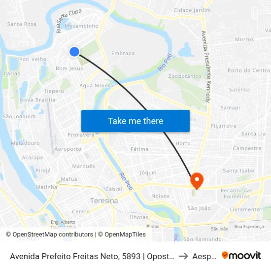 Avenida Prefeito Freitas Neto, 5893 | Oposto Castelo Supermercado to Aespi Fapi map