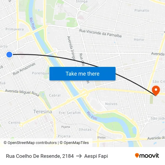 Rua Coelho De Resende, 2184 to Aespi Fapi map