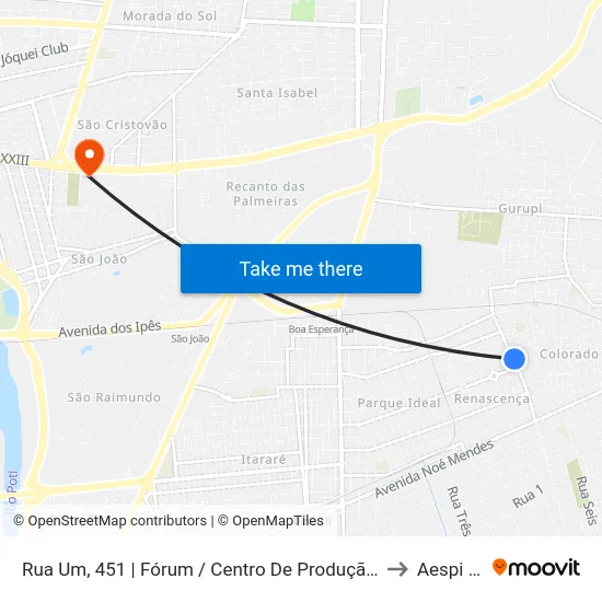 Rua Um, 451 | Fórum / Centro De Produção Do Redonda to Aespi Fapi map