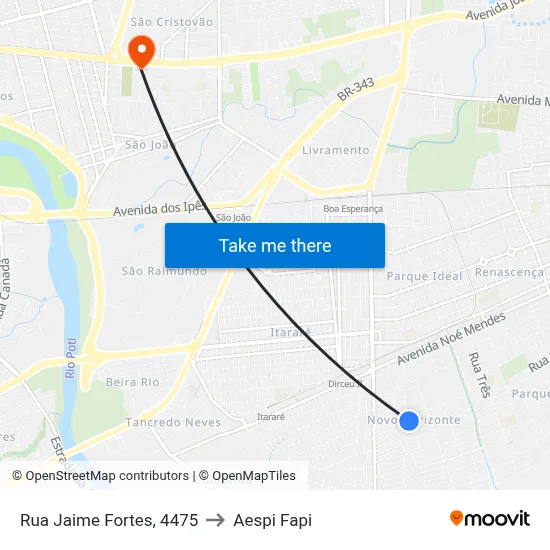 Rua Jaime Fortes, 4475 to Aespi Fapi map