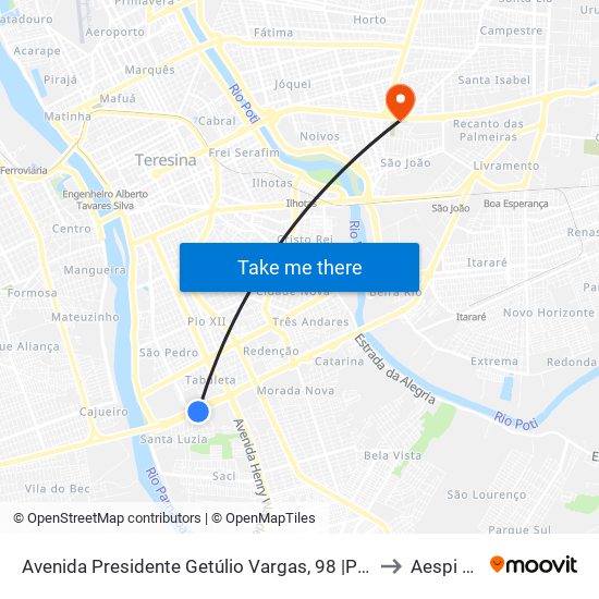 Avenida Presidente Getúlio Vargas, 98 |Posto Fiscal to Aespi Fapi map