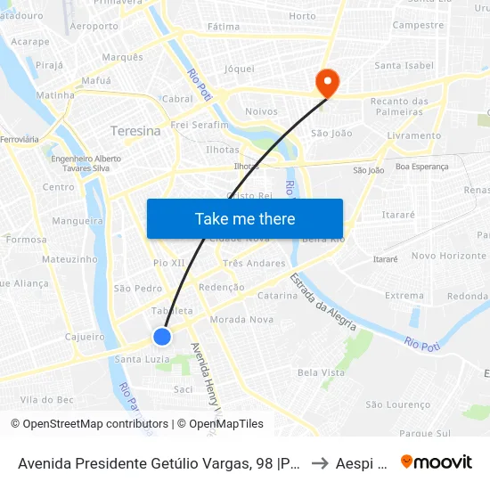 Avenida Presidente Getúlio Vargas, 98 |Posto Fiscal to Aespi Fapi map