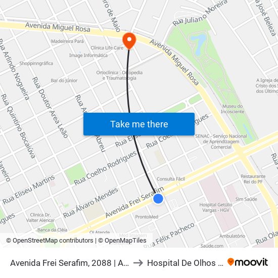 Avenida Frei Serafim, 2088 | Antigo Hiper Bompreço to Hospital De Olhos Francisco Vilar map