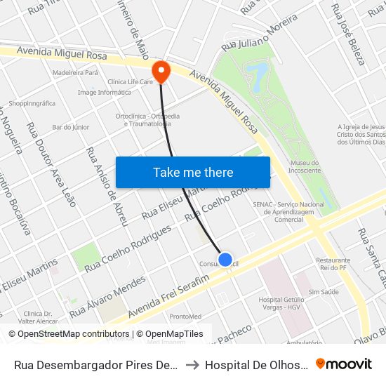 Rua Desembargador Pires De Castro, 40 | Banco Itaú to Hospital De Olhos Francisco Vilar map