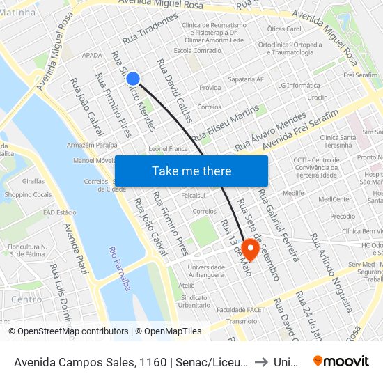 Avenida Campos Sales, 1160 | Senac/Liceu Piauiense to Unimed map