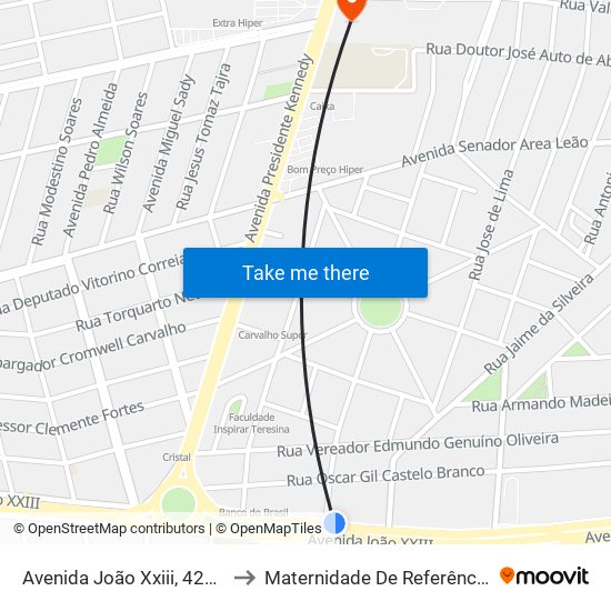 Avenida João Xxiii, 4287 | Dogão to Maternidade De Referência Estadual map