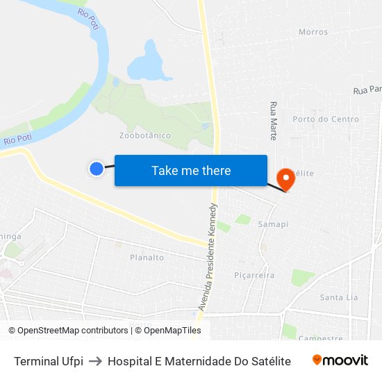 Terminal Ufpi to Hospital E Maternidade Do Satélite map