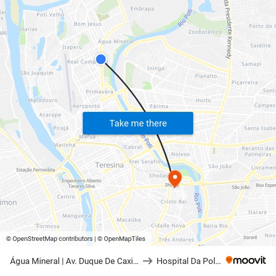 Água Mineral | Av. Duque De Caxias - Sentido Bairro to Hospital Da Polícia Militar map