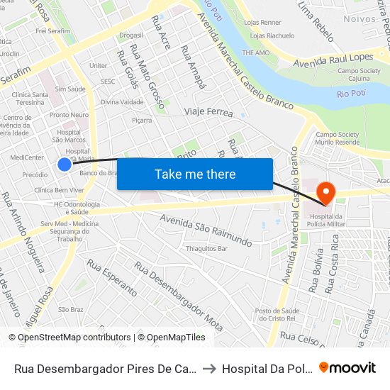 Rua Desembargador Pires De Castro, 725 | Semduh to Hospital Da Polícia Militar map