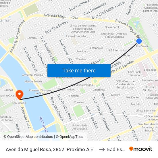 Avenida Miguel Rosa, 2852 |Próximo À Estação/25º Bc to Ead Estácio map