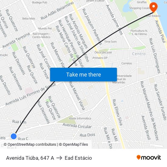 Avenida Tiúba, 647 A to Ead Estácio map