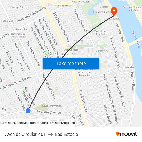 Avenida Circular, 401 to Ead Estácio map