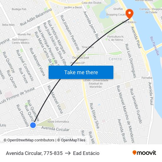 Avenida Circular, 775-835 to Ead Estácio map