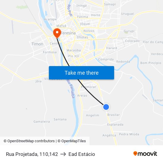 Rua Projetada, 110,142 to Ead Estácio map