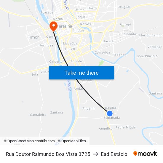 Rua Doutor Raimundo Boa Vista 3725 to Ead Estácio map