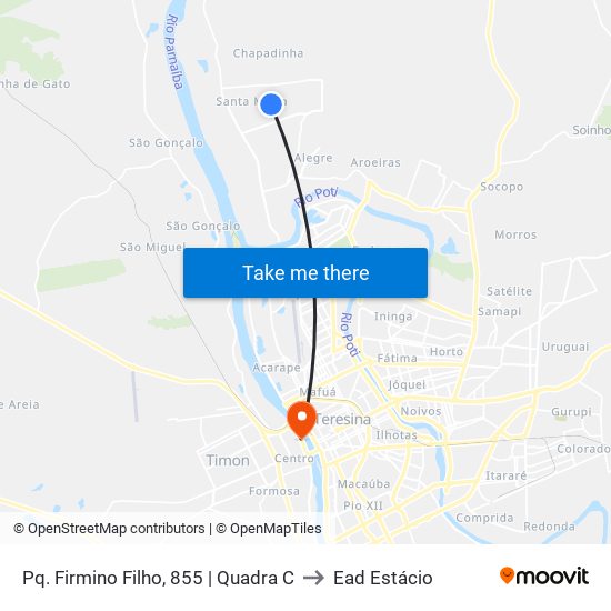 Pq. Firmino Filho, 855 | Quadra C to Ead Estácio map