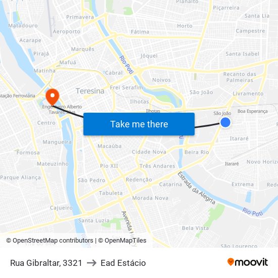 Rua Gibraltar, 3321 to Ead Estácio map