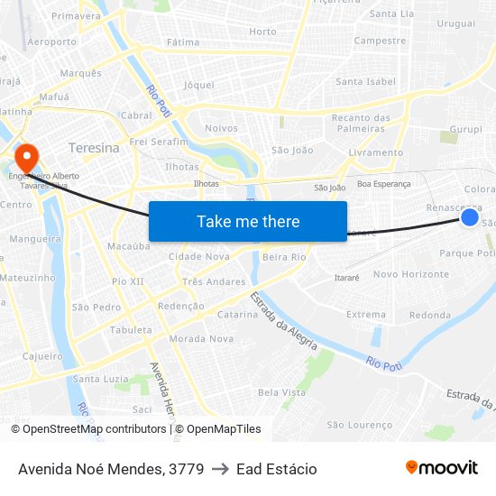 Avenida Noé Mendes, 3779 to Ead Estácio map