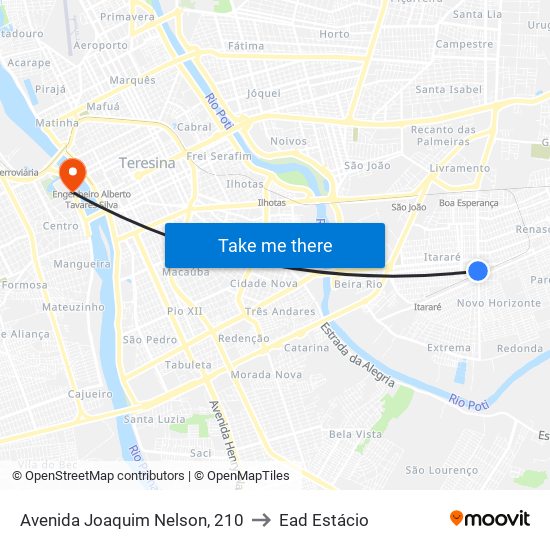 Avenida Joaquim Nelson, 210 to Ead Estácio map