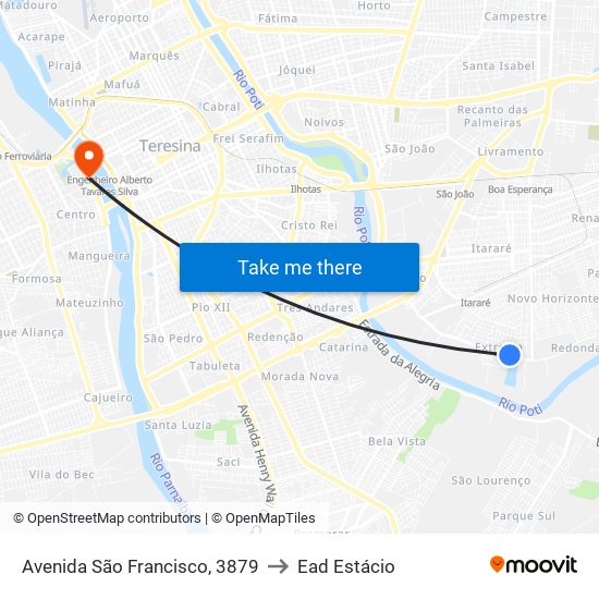 Avenida São Francisco, 3879 to Ead Estácio map