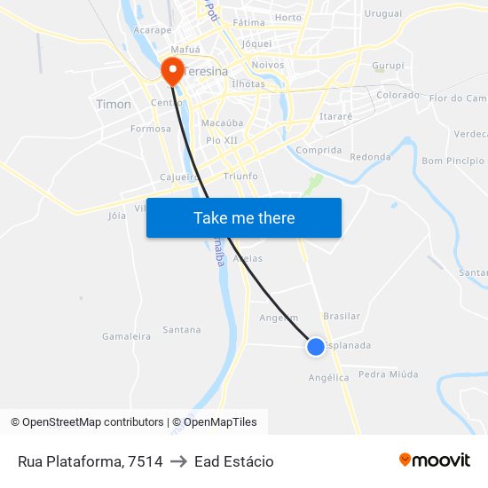 Rua Plataforma, 7514 to Ead Estácio map