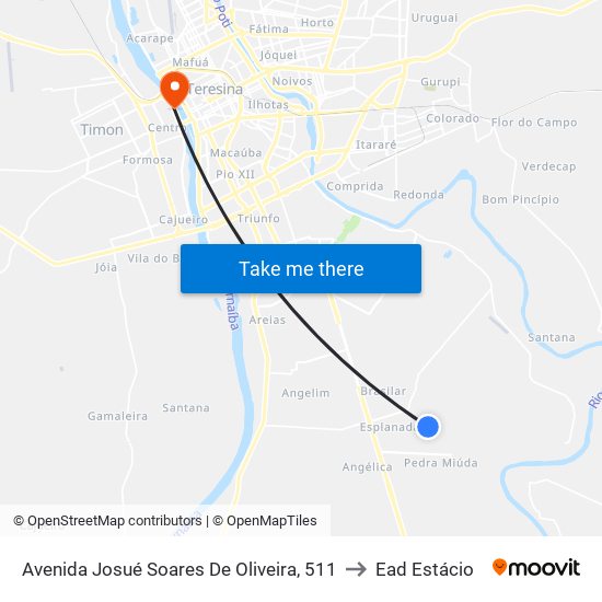 Avenida Josué Soares De Oliveira, 511 to Ead Estácio map