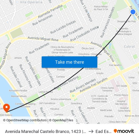 Avenida Marechal Castelo Branco, 1423 | Shopping Rio Poty to Ead Estácio map
