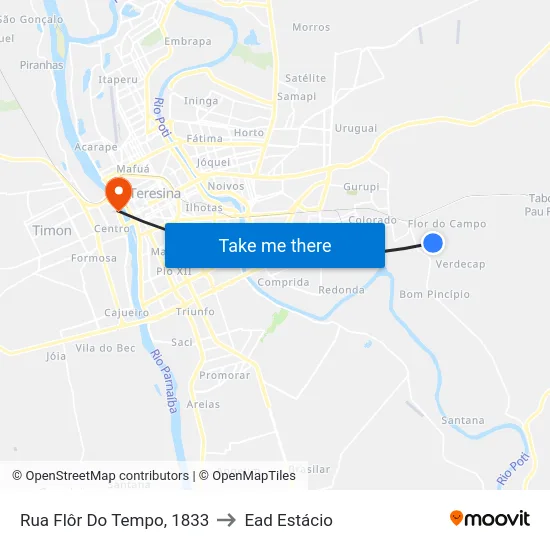 Rua Flôr Do Tempo, 1833 to Ead Estácio map