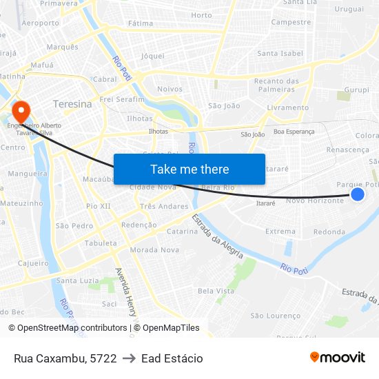Rua Caxambu, 5722 to Ead Estácio map