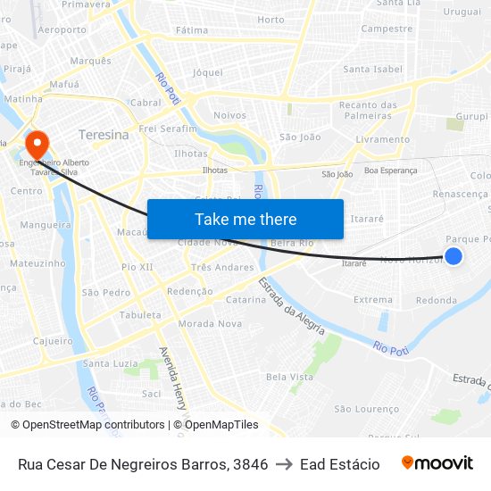 Rua Cesar De Negreiros Barros, 3846 to Ead Estácio map