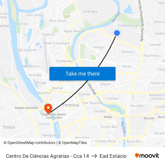 Centro De Ciências Agrárias - Cca 14 to Ead Estácio map