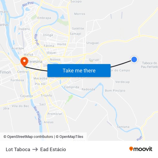 Lot Taboca to Ead Estácio map
