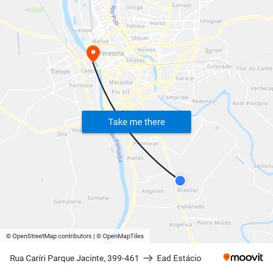 Rua Caríri Parque Jacinte, 399-461 to Ead Estácio map