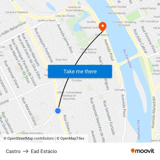 Castro to Ead Estácio map