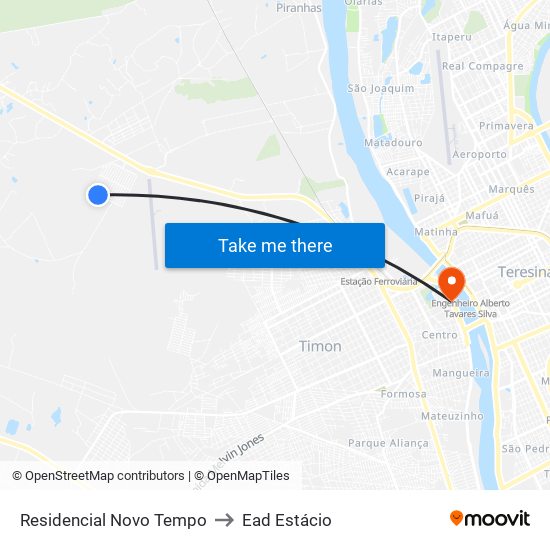 Residencial Novo Tempo to Ead Estácio map
