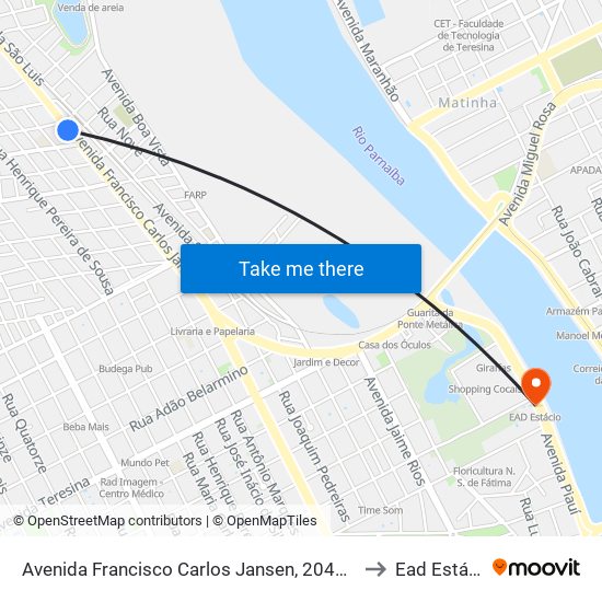 Avenida Francisco Carlos Jansen, 2047-2149 to Ead Estácio map