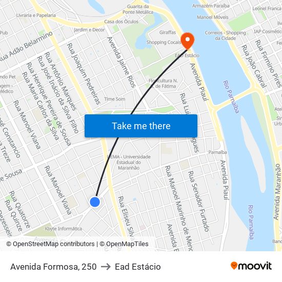 Avenida Formosa, 250 to Ead Estácio map