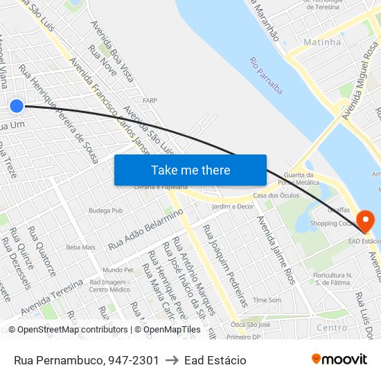 Rua Pernambuco, 947-2301 to Ead Estácio map