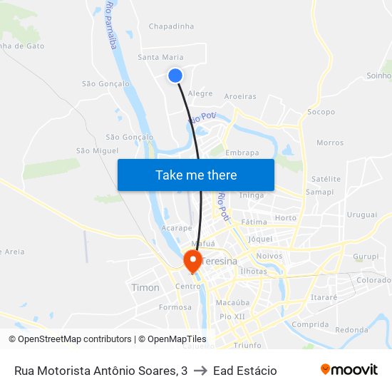 Rua Motorista Antônio Soares, 3 to Ead Estácio map