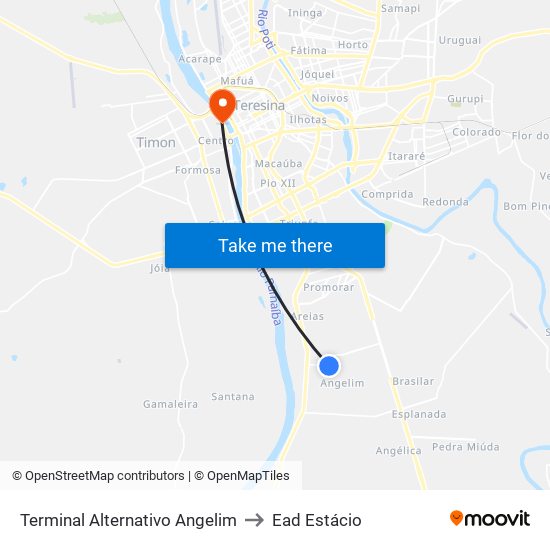 Terminal Alternativo Angelim to Ead Estácio map