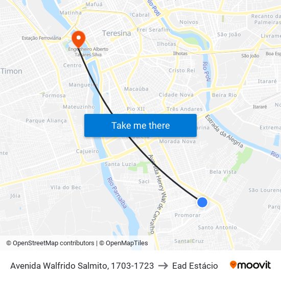 Avenida Walfrido Salmito, 1703-1723 to Ead Estácio map